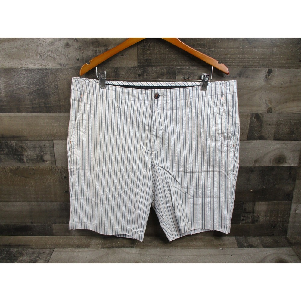 Tommy Bahama Shorts Mens 38 Blue White Striped Chino Summer Beach Stretch‎
